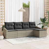 juego de sofa de jardin set de 5 beige ratan tela de poliester v6222 unico  beige