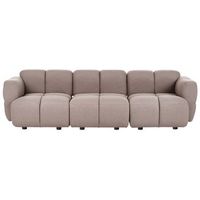 sofa moderno de 3 plazas modular compuesto por tres modulos tapizado en tela gris pardo maksaberg