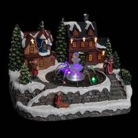 fuente del pueblo iluminada con ninos 10 led que cambian de color