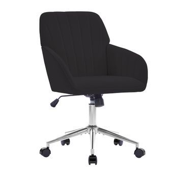 Silla De Oficina Ergonómica Y Silla De Escritorio Negra, Altura Ajustable, Terciopelo