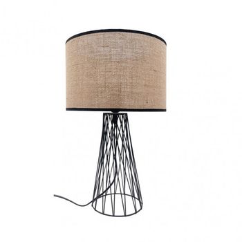 Sobremesa de metal modelo GORAN Negro con pantalla FABRILAMP
