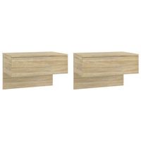 pack 2 uds mesita de noche  mesa auxiliar  mesilla de pared color roble sonoma