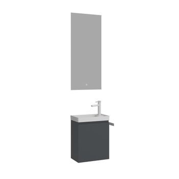 Conjunto De Mueble Con Lavabo Y Espejo (2 Piezas)  - 40 X 22 X 50 Cm - Antracita Mate