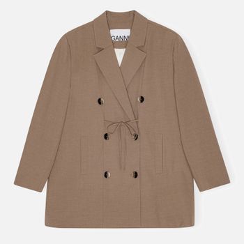 Ganni Drapey Melange Woven Oversized Blazer - L/XL