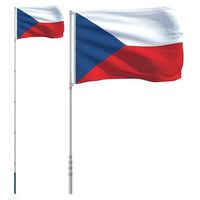 mastil y bandera de republica checa aluminio 55 m vidaxl