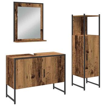 Juego De Muebles De Baño 3 Uds. Marrón 33 X 33 X 113.5 Cm Vidaxl