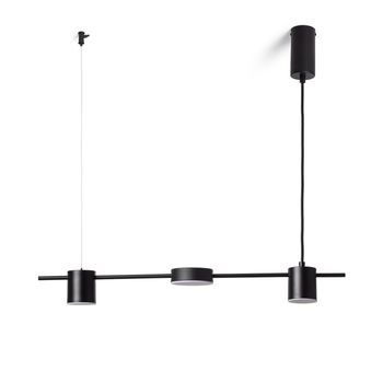 Lámpara Colgante Lineal Led 18w Metal Y Cristal Kurna Negro Mate