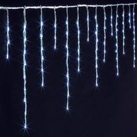 cortina estalactica iluminada 900 led efecto nevada 15m con temporizador blanco frio para exterior