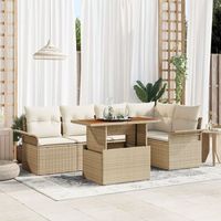 set de comedor de jardin de 6 piezas con cojines en beige de poliratan v4509 unico  beige