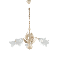 olga - lampara de arana marfil con cristal alabastro y acabado oro antiguo 5 luces o68 cm