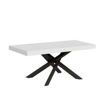 Mesa Extensible Volantis Premium 130/390x90 Cm Fresno Blanco Patas Antracita
