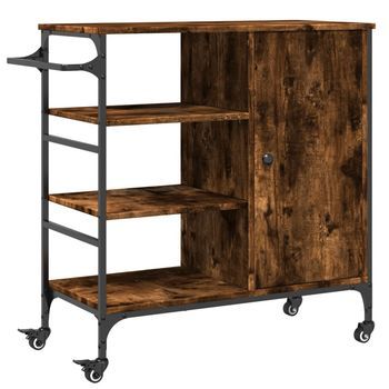 Carrito De Cocina，estantería De Cocina, Carrito De Servir De Madera Roble Ahumado 87,5x38,5x84,5 Cm