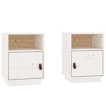 Mesitas De Noche 2 Uds Madera Maciza Pino Blanco 40x34x55 Cm Vidaxl