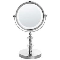 espejo de maquillaje iluminacion led metal plateado o 20 cm doble cara magnifica laon