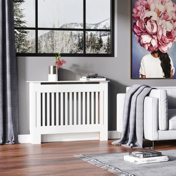 Cubre Para Radiador Diseño Moderno De Mdf Homcom 112x19x81cm - Blanco