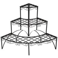 estanteria curva para maceteros con 3 niveles 60x60x60cm negro