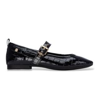 Carmela para mujer. 16256201-NEGRO Bailarinas de Piel 162562 negro (38), 1 a 3cm, Hebilla, Casual, Clásico, Charol