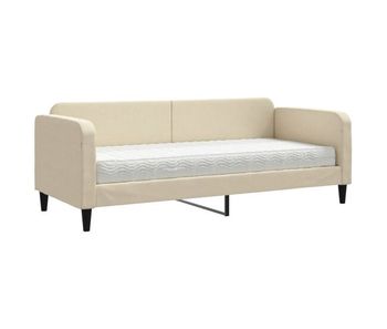 Sofá cama - sofá convertible con colchón tela crema 80x200 cm