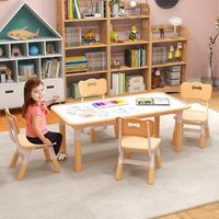 juego mesa infantil 4 sillas ajustable altura superficie graffiti multiusos arte estudio natural