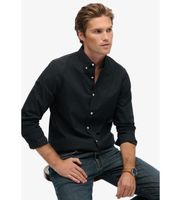 superdry para hombre m4011064a camisa essentials tailored lite negro s algodon clasico manga larga