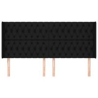 cabecero cama mueble de dormitorio con orejas de tela 183 x 16 x 118128 cm negro m020003610