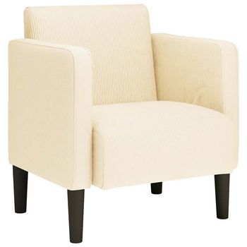 Sillón Con Reposabrazos Color Crema 54 Cm Tejido De Pana Vidaxl