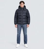 guess para hombre m6bl42w4154 chaqueta acolchada metalizada azul l casual poliamida