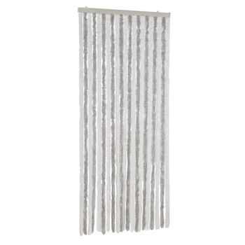 Cortina Antimoscas Chenilla Gris Claro Y Blanco 90x220 Cm