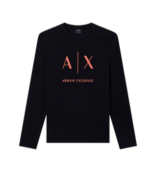 A|X Armani Exchange para hombre. XM002684AF10356MC536 Camiseta slim negra (L), Negro, Casual, Algodón, Manga larga