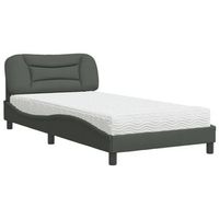 cama con colchon hvar tela gris oscuro 100x200 cm vidaxl