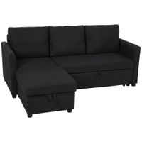homcom sofa esquinero convertible sofa cama 3 plazas 192 cm con chaise longue reversible almacenamiento oculto gris antracita   aosom espana