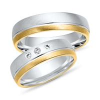 alianzas 14 quilates oro amarillo-blanco 3 diamantes