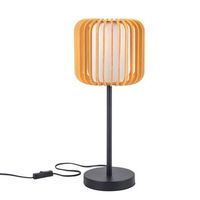 forlight viva sobremesa en negro y madera clara para bombilla e27