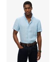 superdry para hombre m4010937a camisa de manga corta de lino vacation azul s casual