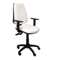 silla de oficina ergonomica con mecanismo sincro y regulable en altura - asiento y respaldo tapizados en similpiel color blanco brazos regulables incluidos piqueras y crespo modelo elche s