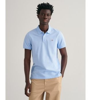 Gant para hombre. 2210 Polo de piqué Regular Fit Shield azul (S), Casual, Algodón, Clásico, Manga corta