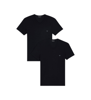 Emporio Armani para hombre. EM000392_AF14132 Set 2 camisetas de estar por casa de punto elástico con cuello de pico negro (M), Homewear, Alg