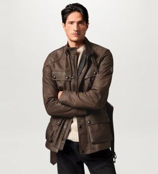Belstaff para hombre. 106525 Cazadora de piel Trialmaster Panther Nubuck marrón (52), Casual