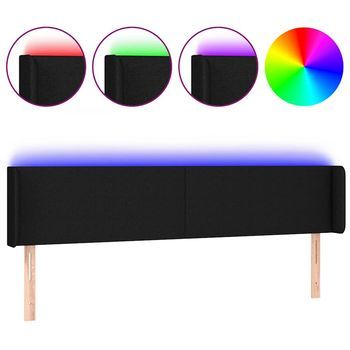 Cabecero Con Led De Tela Negro 203x16x78/88 Cm Vidaxl