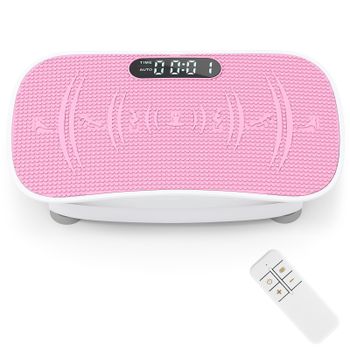 Costway Plataforma Vibratoria Muscular 10 Intensidades Control Remoto para Adelgazar Quemar Calorías Moldear Músculos Blanco+Rosa