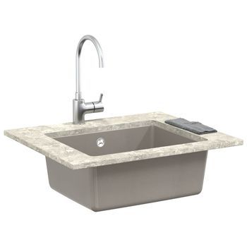Lavabo De Baño Moderno | Lavabo Gris 530 X 460 Mm 80% Cuarzo Y 20% Resina