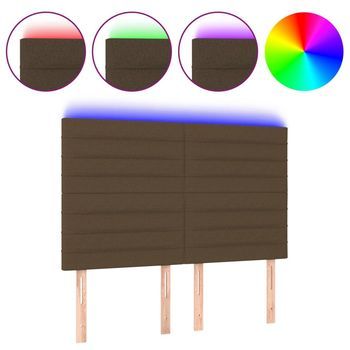 Cabecero Con Luces Led Tela Marrón Oscuro 144x5x118/128 Cm Vidaxl