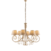 vienesa - lampara de arana marfil con pantallas efecto yute y oro antiguo 8 luces o78