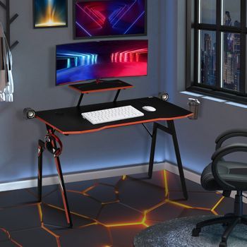 Mesa Gaming De Mdf Acero Homcom 120x60x94,5 Cm-negro