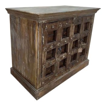 Aparador de madera acabado artesanal marrón 115x51x98h cm