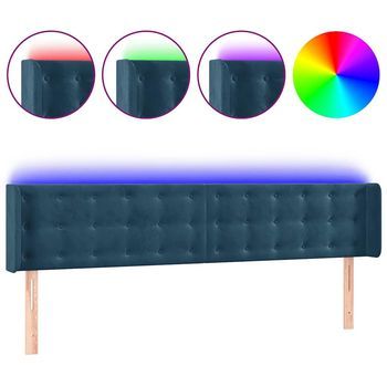 Cabecero Con Led De Terciopelo Azul Oscuro 183x16x78/88 Cm Vidaxl