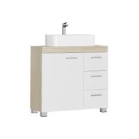 mueble bajo lavabo blanco nube  beige natural  apto para lavabos de pie