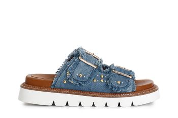 zapatilla denim doble hebilla jeans 36