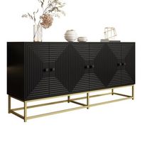 aparador - mueble de almacenamiento - tablero de particulas - negro 160x38x755cm