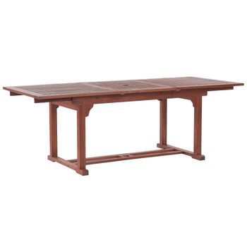 Mesa De Comedor Para Exterior En Madera De Acacia Marrón Oscuro 160 X 220 X 90 Cm Con Tapa Extensible Toscana